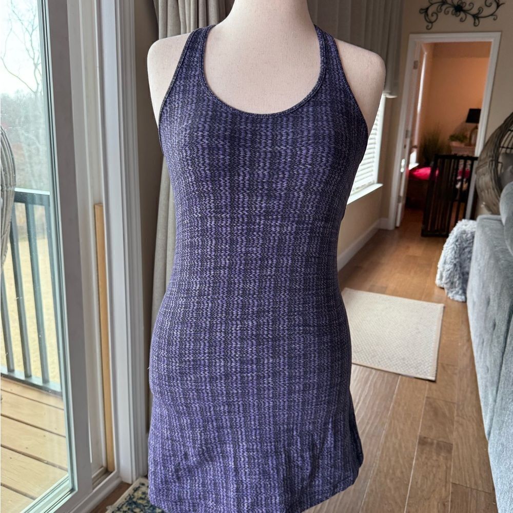 Cool Racer Back Purple Patterned Tank extra long, thicker than usual material.